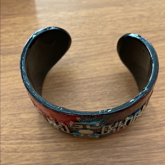 Colorful Geometric Cuff Bracelet with Mother of Pearl details - Picture 4 of 10